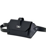 HERMES поясная сумка гладкая кожа черная серебро