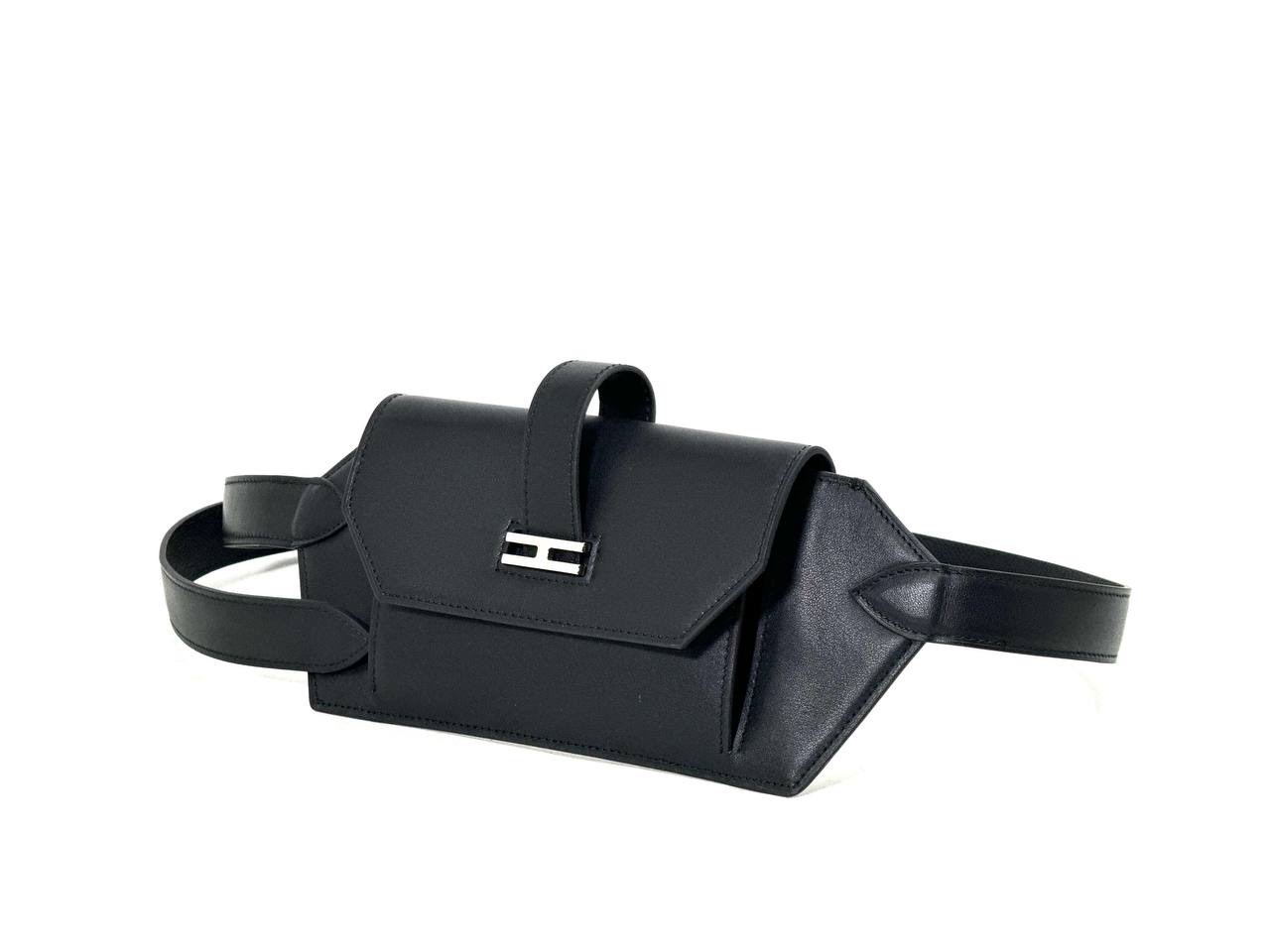 hermes-poyasnaya-sumka-gladkaya-kozha-chernaya-serebro.jpg HERMES поясная сумка гладкая кожа черная серебро — изображение 1
