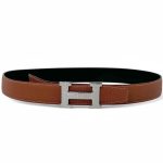 HERMES ремень черно-горчичный с белой строчкой 2-х сторонний тонкий кожа того пряжка серебро