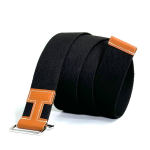 HERMES ремень черный текстильный