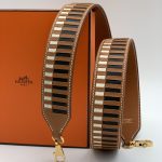 HERMES ремень для сумки кожа в полоску коричневый