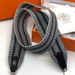 HERMES ремень для сумки текстиль черный белая строчка фурнитура серебро