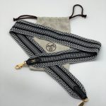 HERMES ремень для сумки текстиль черный белая строчка фурнитура золото