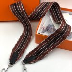 HERMES ремень для сумки текстиль коричневый белая строчка