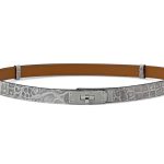 HERMES ремень Гимолай кожа крокодила серебро