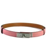 HERMES ремень Келли эпсом розовый серебро
