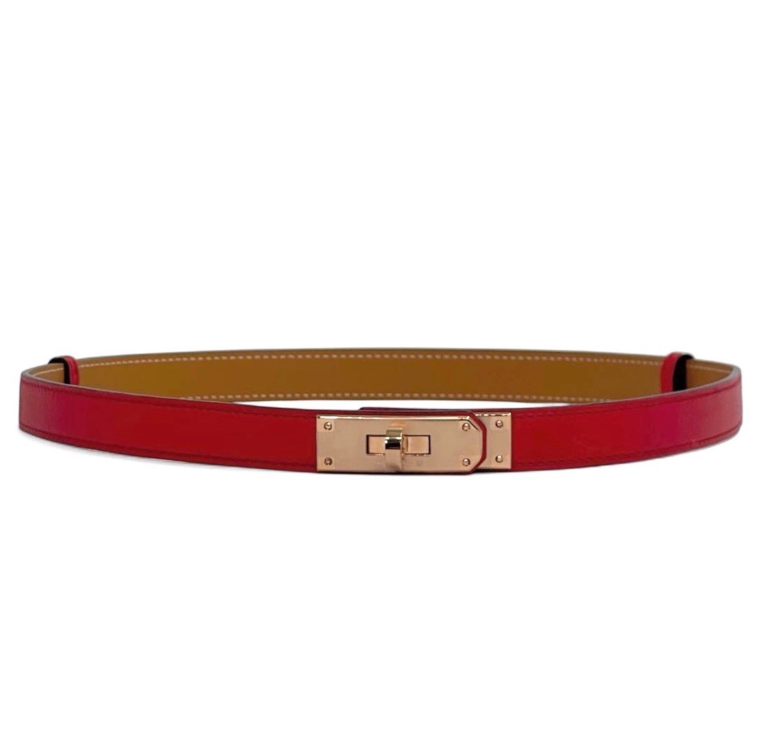 hermes-remen-kelli-krasnyj-rozovoe-zoloto.jpg HERMES ремень Келли красный розовое золото — изображение 1