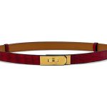 HERMES ремень Келли крокодил красный золото