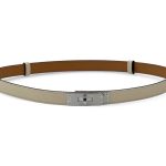 HERMES ремень Келли молочный серебро