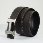 HERMES ремень коричневый с белой строчкой