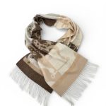 HERMES шарф шерсть с бахромой бежевый