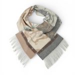 HERMES шарф шерсть с бахромой серый