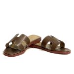 HERMES шлепанцы H коричневые