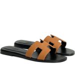 HERMES шлепанцы H кожа эпсом кэмел