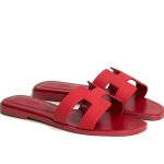 HERMES шлепанцы H кожа эпсом красная