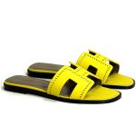 HERMES шлепанцы H желтая кожа эпсом