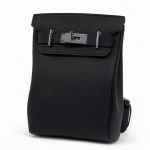 HERMES слинг черный с 2 хлястиками и фирменным замком