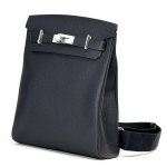 HERMES слинг черный с 2 хлястиками и фирменным замком большой