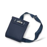 HERMES слинг синий с 2 хлястиками и фирменным замком