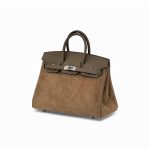 HERMES сумка Birkin 25 см коричневая замша серебро