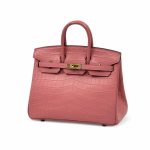 HERMES сумка Birkin 25 см кожа крокодила розовая золото