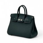 HERMES сумка Birkin 25 см кожа Того и кожа крокодила зеленая серебро