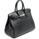 HERMES сумка Birkin 35 см черная кожа крокодила серебро