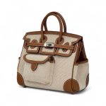 HERMES сумка Birkin Cargo 25 см текстиль бежевая с кожей кэмел серебро