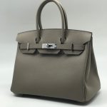 HERMES сумка Birkin кожа Эпсом 30 см серая фурнитура серебро
