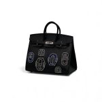 HERMES сумка Birkin кожа Шевре с бисером черная серебро