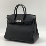 HERMES сумка Birkin кожа Того 25 см черная фурнитура серебро
