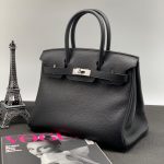 HERMES сумка Birkin кожа Того 30 см черная фурнитура серебро