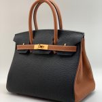 HERMES сумка Birkin кожа Того 30 см черно-коричневая фурнитура золото
