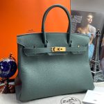 HERMES сумка Birkin кожа Того 30 см серо-зеленая фурнитура золото