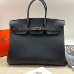 HERMES сумка Birkin кожа Того 35 см черная фурнитура серебро, ручная со слезами