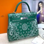 HERMES сумка BIRKIN с орнаментом 28 см зеленая кожа эпсом