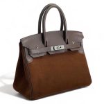 HERMES сумка Birkin замша 30 см коричневая серебро