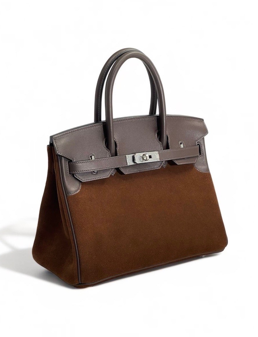 hermes-sumka-birkin-zamsha-30-sm-korichnevaya-serebro.jpg HERMES сумка Birkin замша 30 см коричневая серебро — изображение 1