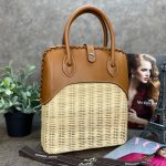 HERMES сумка Bolide плетенная с отделкой из коричневой кожи