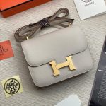 HERMES сумка Constance кожа Эпсом 18 см белая фурнитура золото