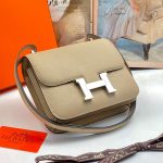 HERMES сумка Constance кожа Эпсом 18 см бежевая фурнитура Серебро