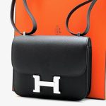 HERMES сумка Constance кожа Эпсом 18 см черная фурнитура серебро