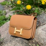 HERMES сумка Constance кожа Эпсом 18 см коричневая фурнитура золото
