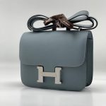 HERMES сумка Constance кожа Эпсом 18 см серая фурнитура серебро