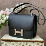 HERMES сумка Constance кожа Эпсом черная фурнитура серебро большая