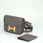 HERMES сумка Constance mini на пояс кожа Эпсом графитовая золото