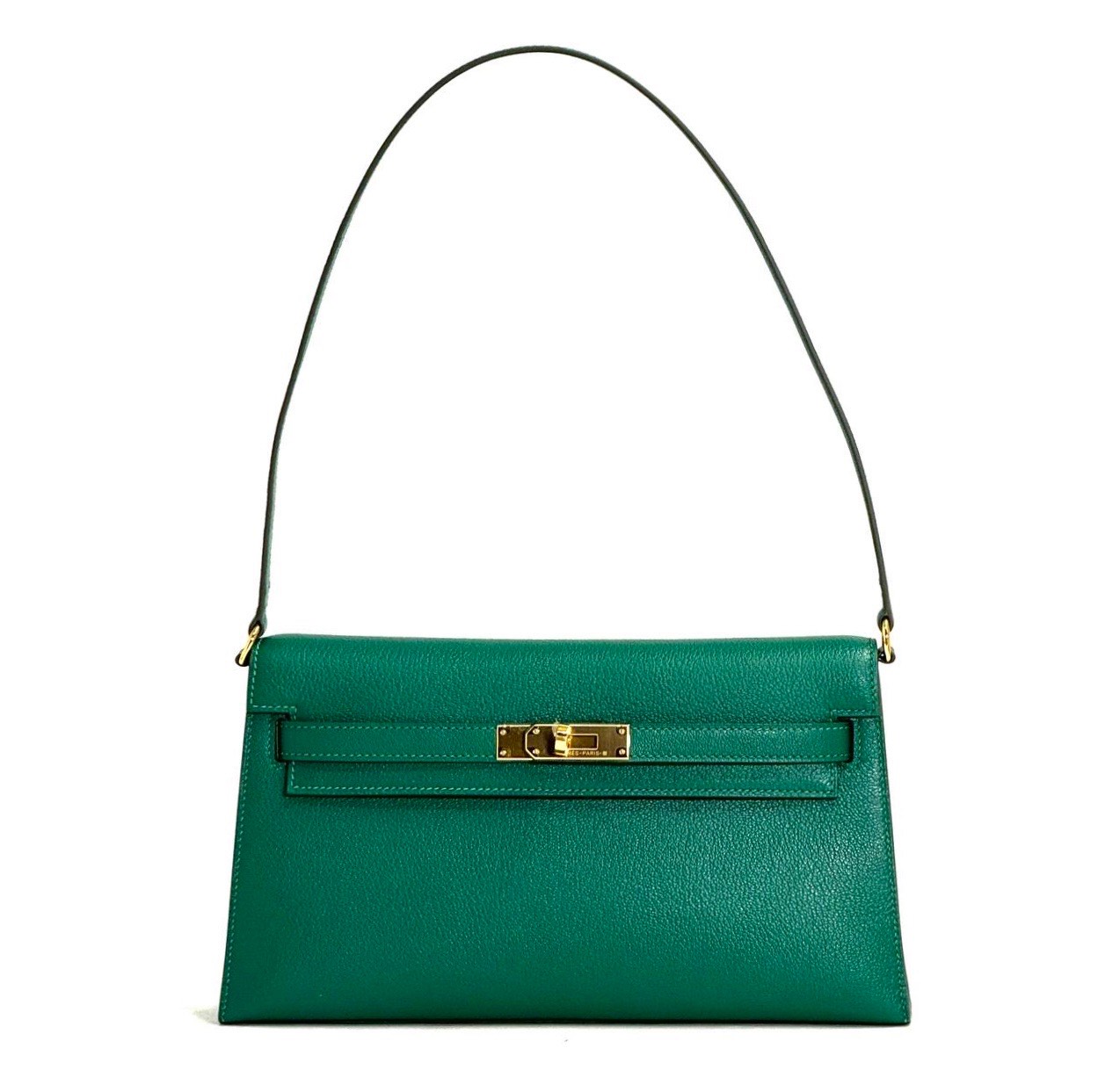 hermes-sumka-elan-kozha-shevre-zelenaya-zoloto.jpg HERMES сумка Elan кожа Шевре зеленая золото — изображение 1
