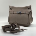 HERMES сумка Jypsiere кожа того 28 см серая фурнитура серебро