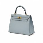 HERMES сумка Kelly кожа Эпсом 25 см голубая золото