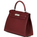 HERMES сумка Kelly кожа Эпсом 28 см бордовая фурнитура серебро